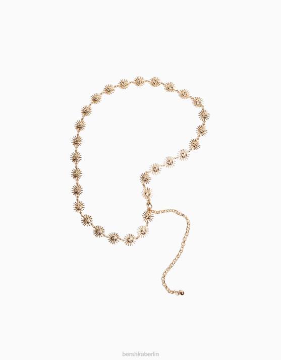 Gold Bershka Frauen Gürtel mit Kettenbesatz H00J2554