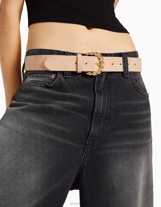 Kamel Bershka Frauen Gürtel mit Schnallendetail H00J2551