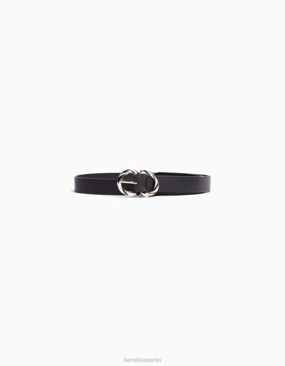 Nicht waschen Bershka Frauen dünner Gürtel mit Doppelschnalle H00J2553