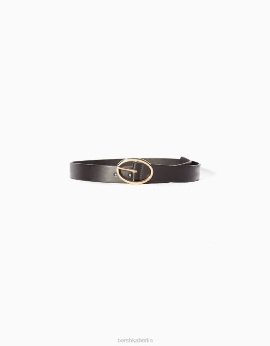 Schwarz Bershka Frauen schlichter Kunstledergürtel H00J2536