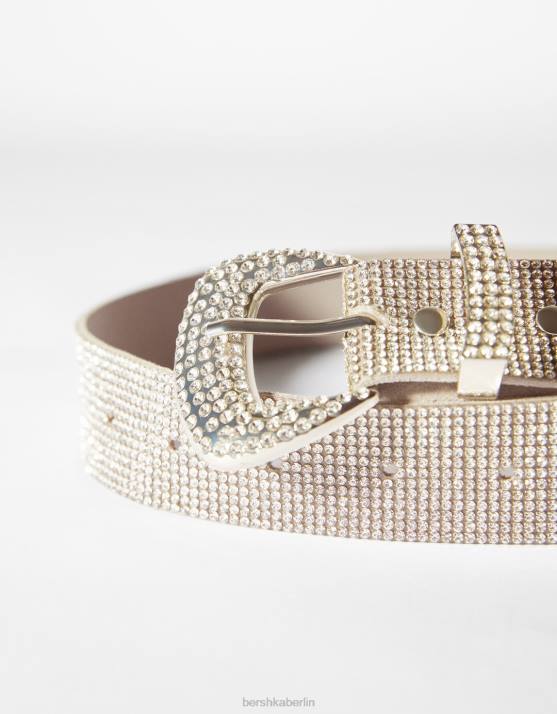 Silber Bershka Frauen Gürtel mit Strassschnalle H00J2546