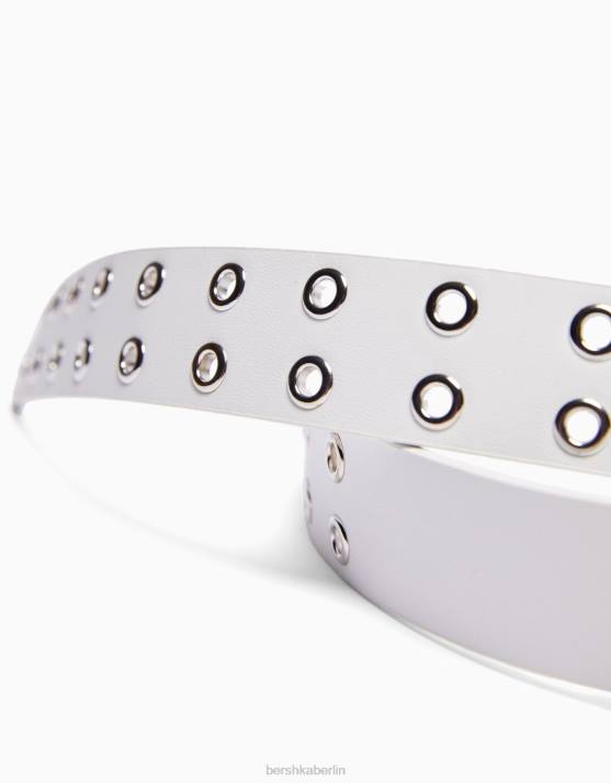 Weiss Bershka Frauen Kunstledergürtel mit Ösen H00J2547