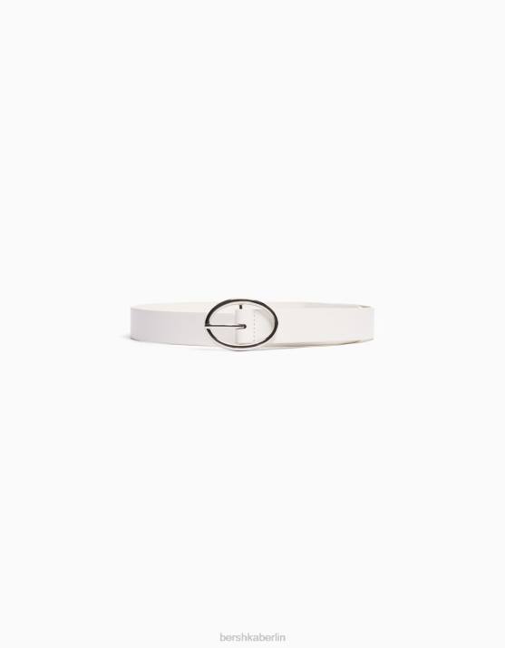 Weiss Bershka Frauen schlichter Kunstledergürtel H00J2537