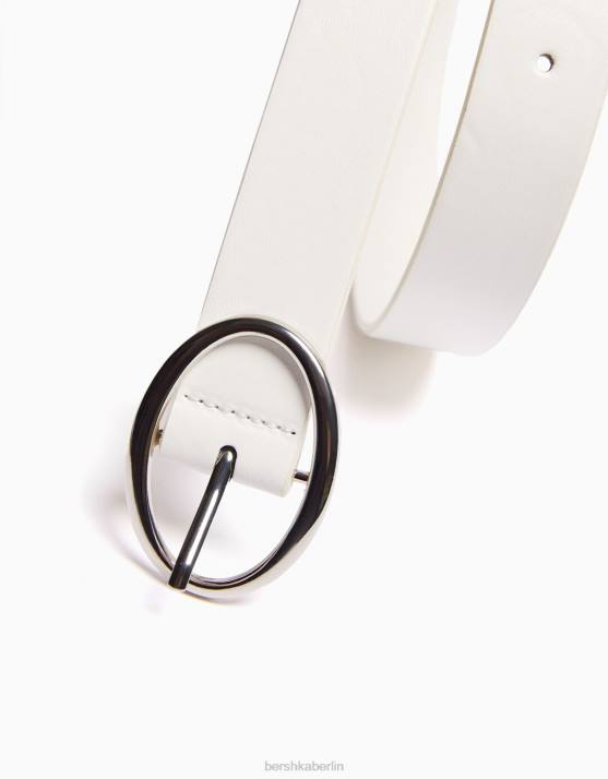 Weiss Bershka Frauen schlichter Kunstledergürtel H00J2537