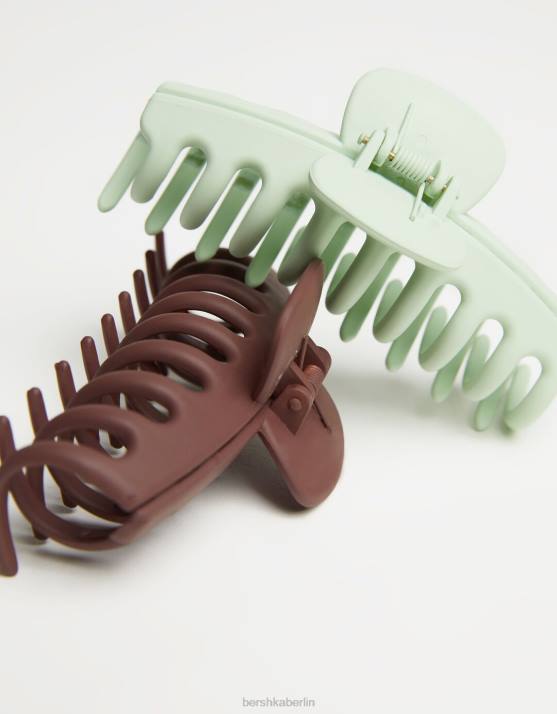 braun Bershka Frauen Set mit 2 farbigen Haarspangen H00J2564