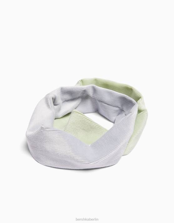 hellblau Bershka Frauen Set mit 2 gerippten elastischen Stirnbändern H00J2580