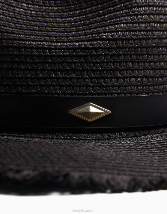 Schwarz Bershka Frauen Hut mit Kunstlederdetail H00J1859