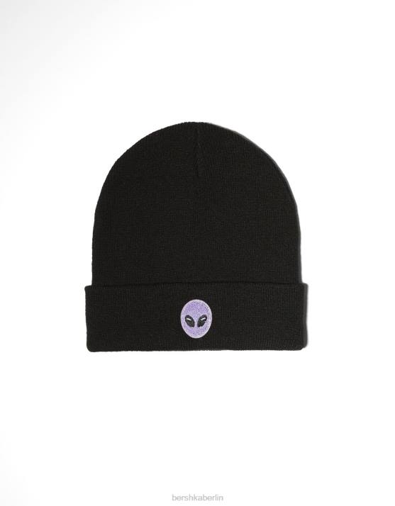 Schwarz Bershka Frauen bestickte Mütze H00J2560