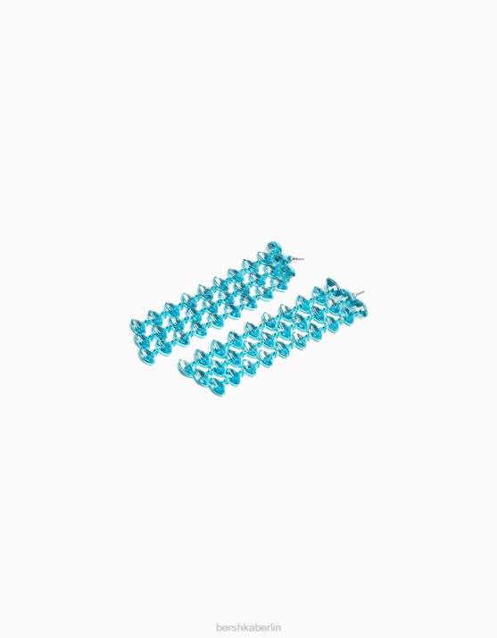 Blau Bershka Frauen Strass-Kaskaden-Ohrringe H00J1851