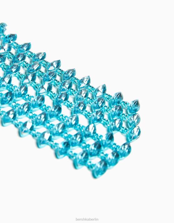 Blau Bershka Frauen Strass-Kaskaden-Ohrringe H00J1851