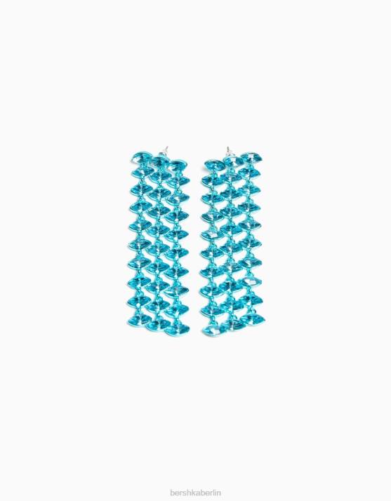 Blau Bershka Frauen Strass-Kaskaden-Ohrringe H00J1851
