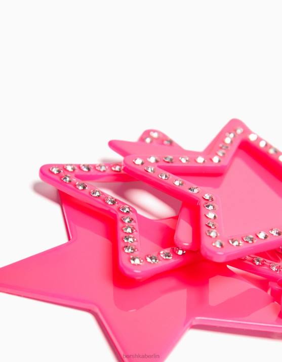 Fuchsie Bershka Frauen Strass-Stern-Ohrringe H00J1904