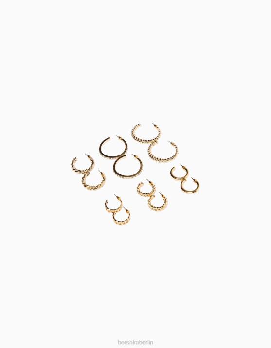 Gold Bershka Frauen 6er-Pack Creolen H00J2509
