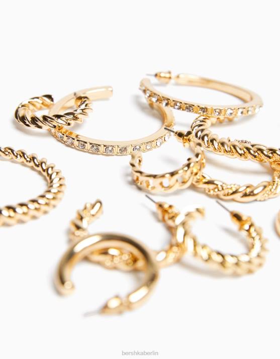 Gold Bershka Frauen 6er-Pack Creolen H00J2509