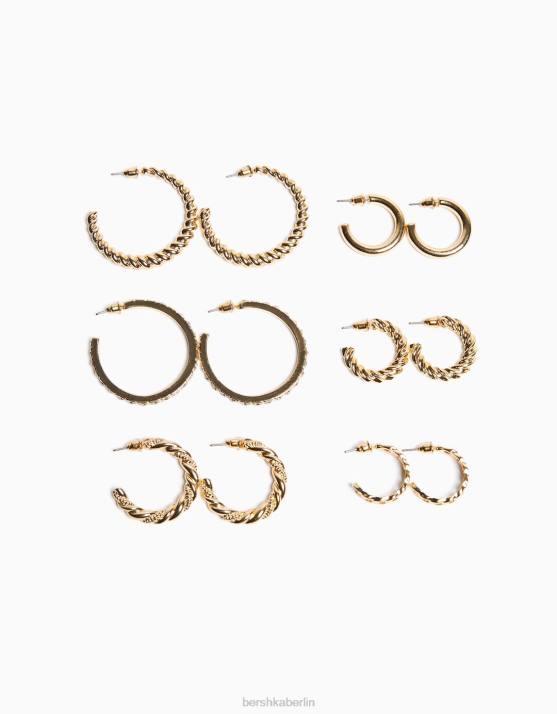 Gold Bershka Frauen 6er-Pack Creolen H00J2509