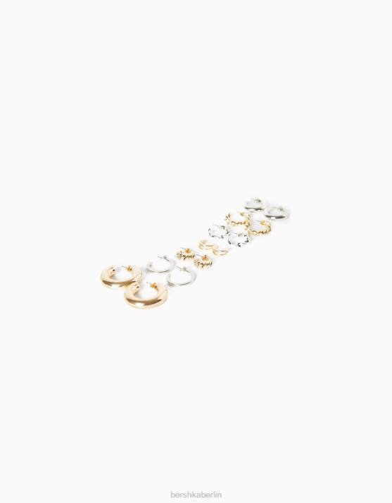 Gold Bershka Frauen 7er-Pack Creolen H00J2513
