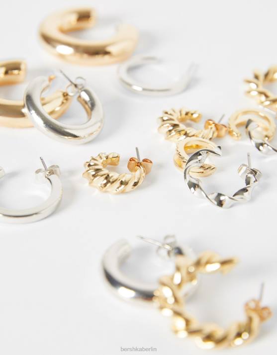 Gold Bershka Frauen 7er-Pack Creolen H00J4205