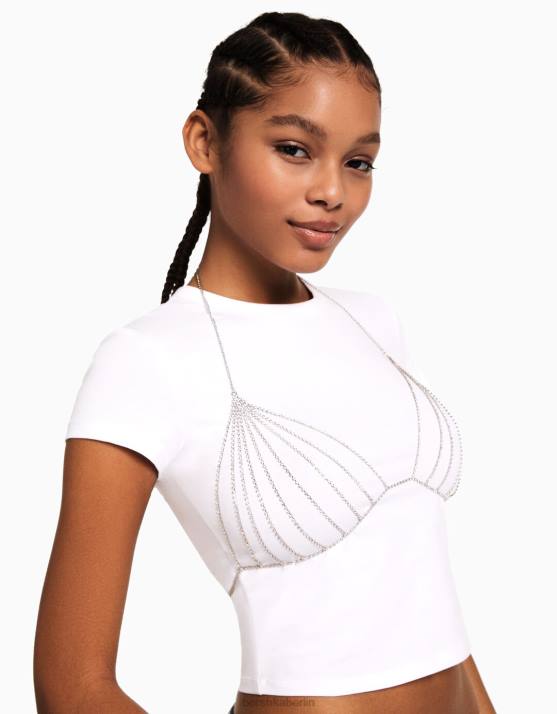 Gold Bershka Frauen Bralette mit Strasssteinen H00J1867