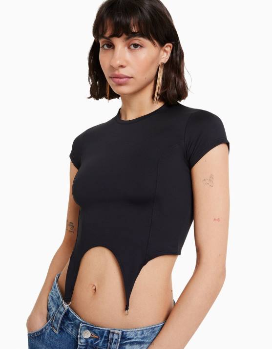 Gold Bershka Frauen Kaskadenohrringe mit Fransen H00J2458