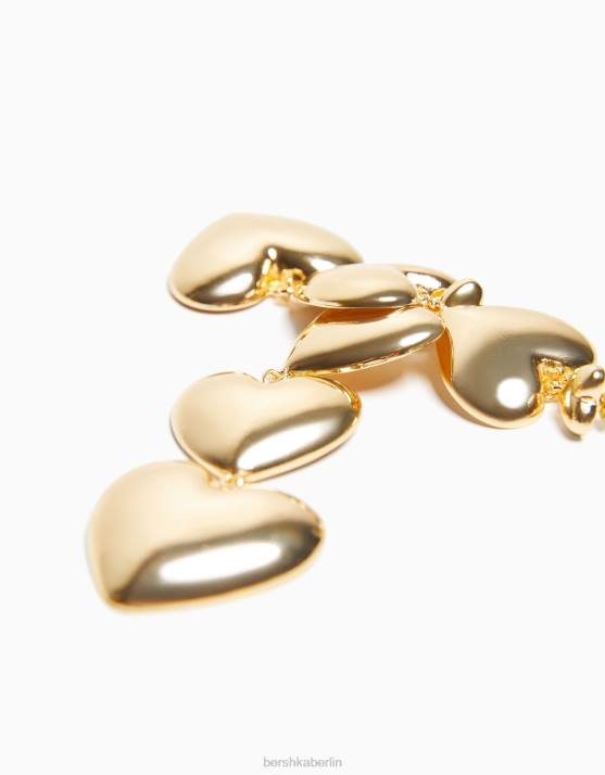 Gold Bershka Frauen Kaskadierende Herzohrringe H00J2456