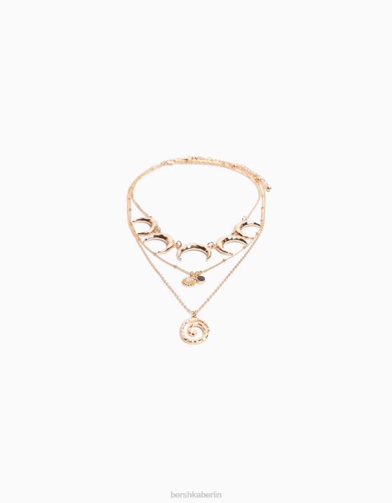 Gold Bershka Frauen Set mit 3 Mondketten H00J2463