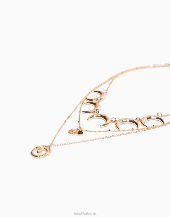 Gold Bershka Frauen Set mit 3 Mondketten H00J2463