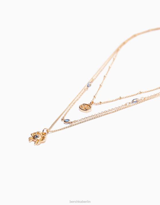 Gold Bershka Frauen Set mit 3 Sternzeichen-Halsketten Krebs H00J2436
