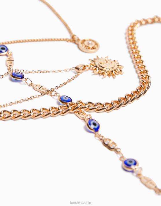 Gold Bershka Frauen Set mit 4 Halsketten H00J2530