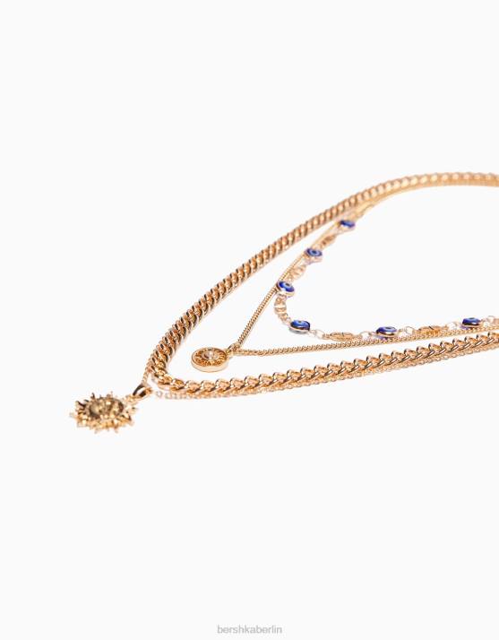 Gold Bershka Frauen Set mit 4 Halsketten H00J2530