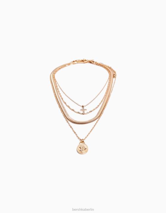 Gold Bershka Frauen Set mit 4 Kettenhalsketten H00J2532