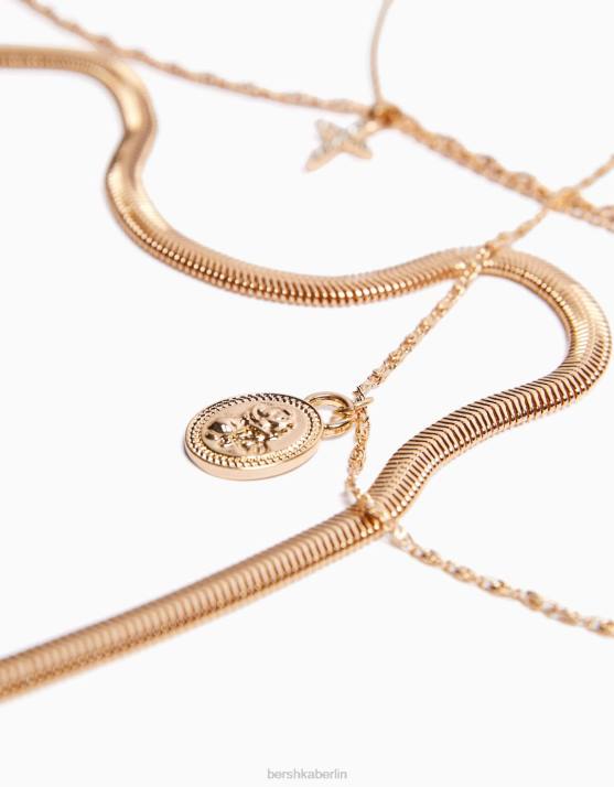 Gold Bershka Frauen Set mit 4 Kettenhalsketten H00J2532