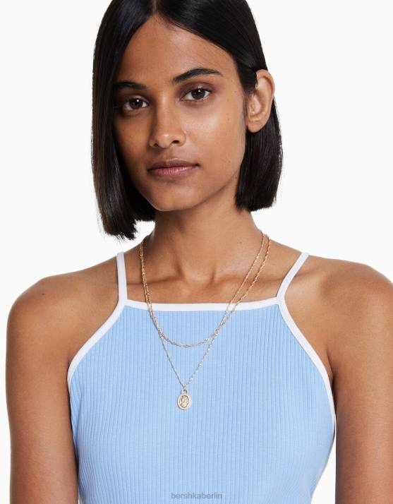 Gold Bershka Frauen Set mit 4 Kettenhalsketten H00J2532