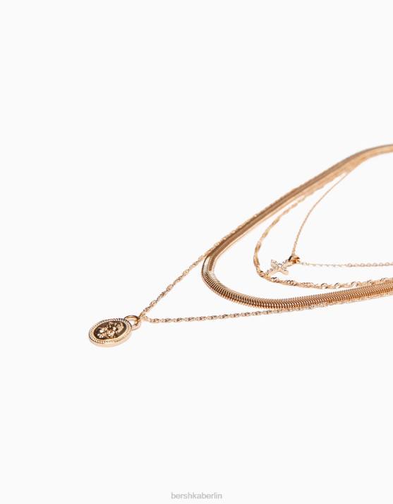 Gold Bershka Frauen Set mit 4 Kettenhalsketten H00J2532