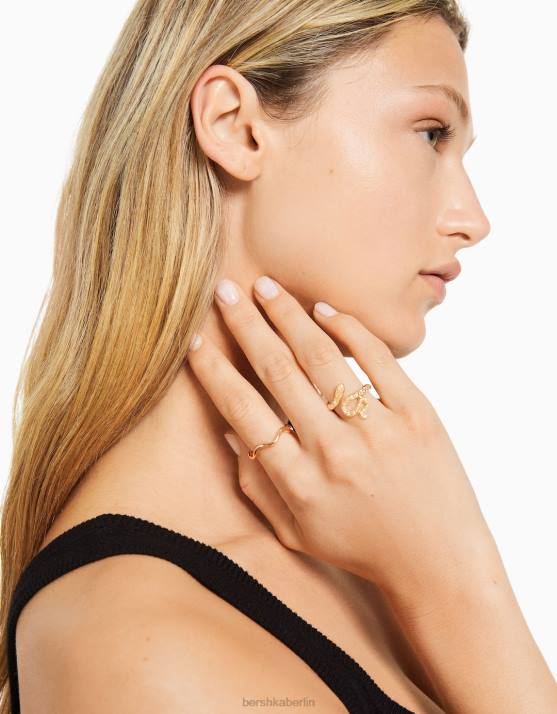 Gold Bershka Frauen Set mit 6 Schlangenringen H00J2521