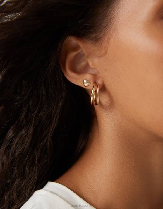 Gold Bershka Frauen Set mit 9 Herz-Creolen H00J2474