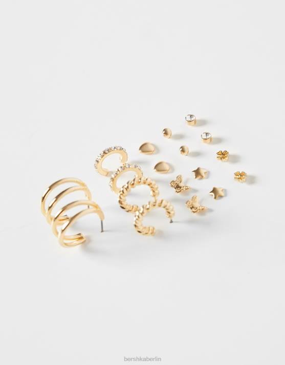 Gold Bershka Frauen Set mit 9 Herz-Creolen H00J2474