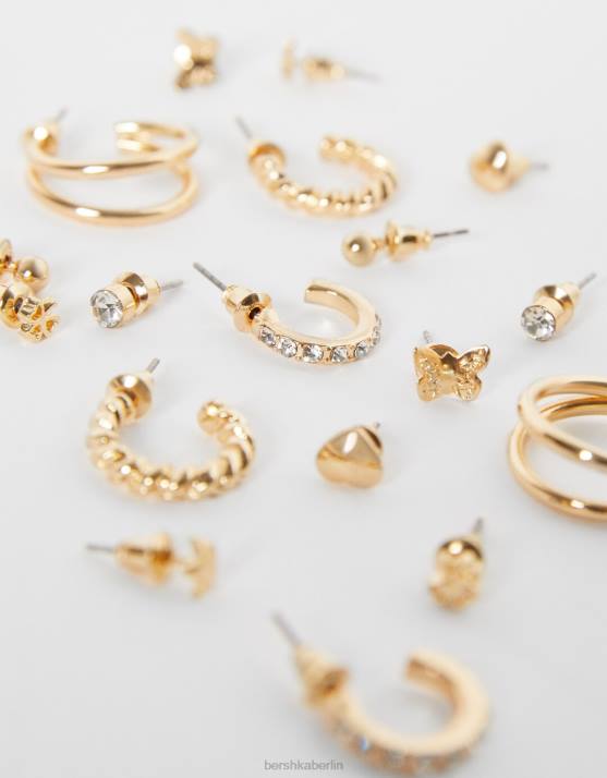 Gold Bershka Frauen Set mit 9 Herz-Creolen H00J2474