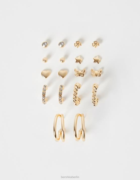 Gold Bershka Frauen Set mit 9 Herz-Creolen H00J2474
