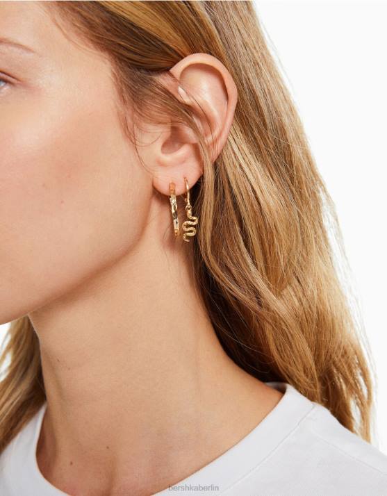Gold Bershka Frauen Set mit 9 Schlangenohrringen H00J2471