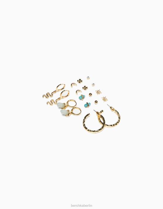 Gold Bershka Frauen Set mit 9 Schlangenohrringen H00J4204