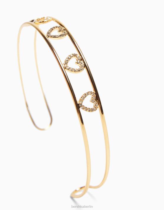 Gold Bershka Frauen Starres Halsband mit Strassherzen H00J2500