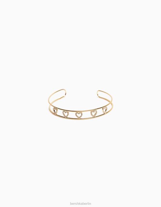 Gold Bershka Frauen Starres Halsband mit Strassherzen H00J4209