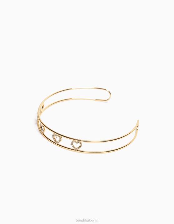 Gold Bershka Frauen Starres Halsband mit Strassherzen H00J4209