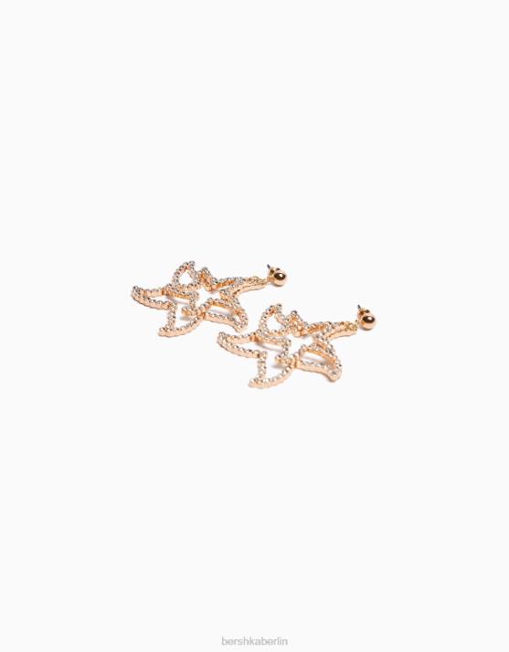 Gold Bershka Frauen Strass-Stern-Ohrringe H00J2465