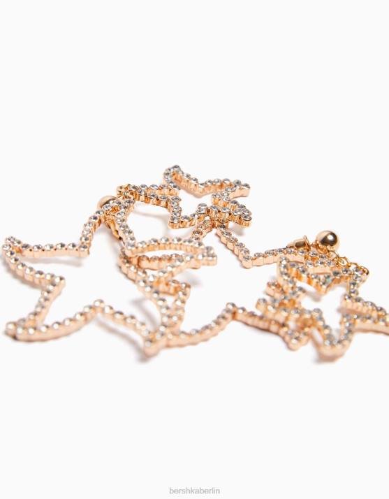 Gold Bershka Frauen Strass-Stern-Ohrringe H00J2465