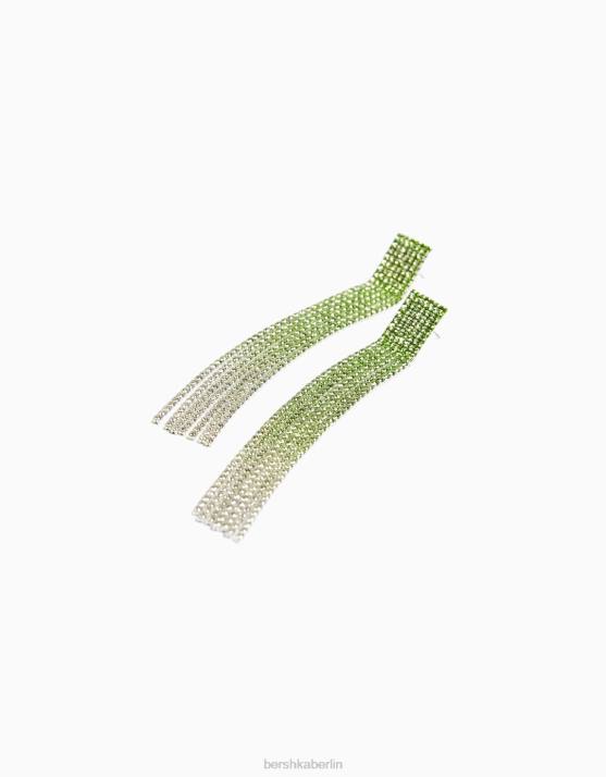 Grün Bershka Frauen Strass-Kaskaden-Ohrringe H00J1870