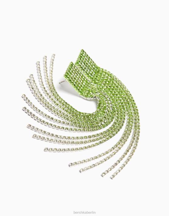 Grün Bershka Frauen Strass-Kaskaden-Ohrringe H00J1870