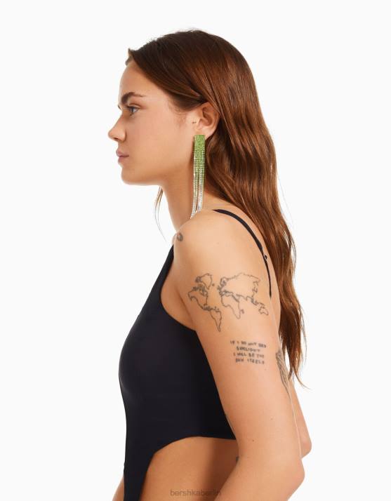 Grün Bershka Frauen Strass-Kaskaden-Ohrringe H00J1870