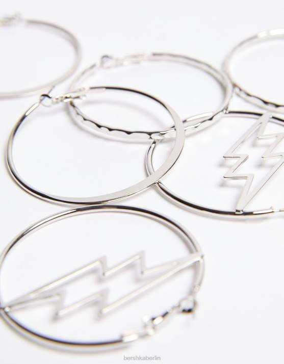 Silber Bershka Frauen 3er-Pack Creolen H00J2484