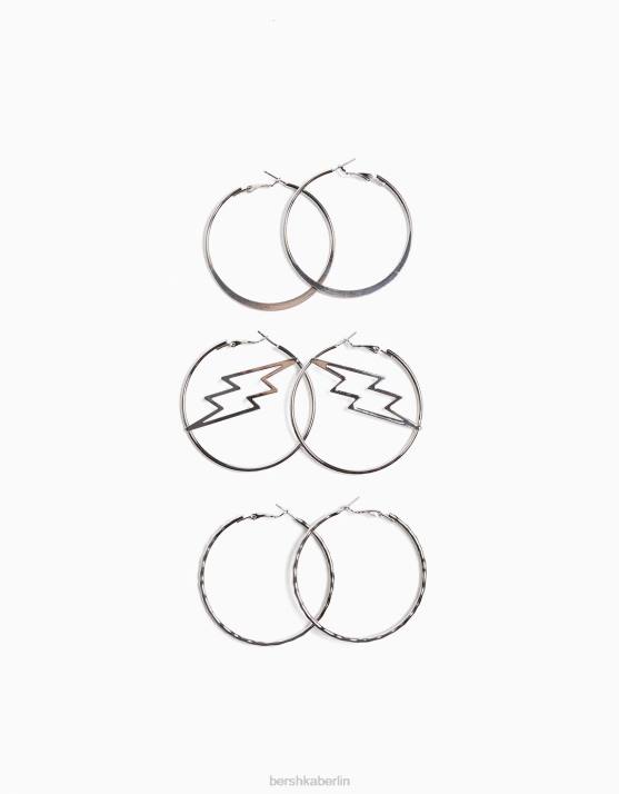 Silber Bershka Frauen 3er-Pack Creolen H00J2484